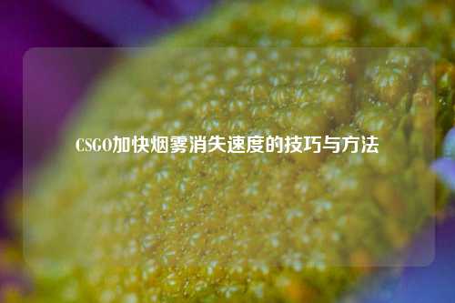 CSGO加快烟雾消失速度的技巧与方法
