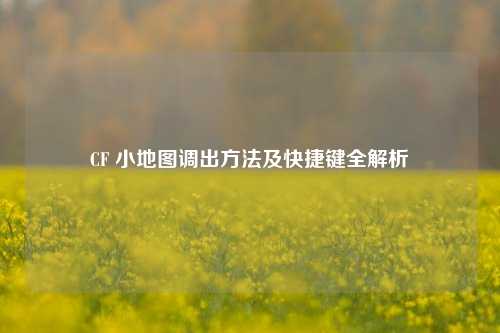 CF 小地图调出方法及快捷键全解析