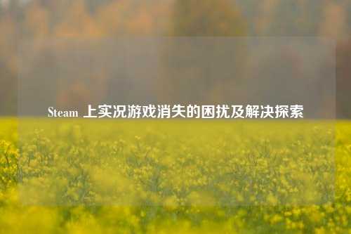 Steam 上实况游戏消失的困扰及解决探索