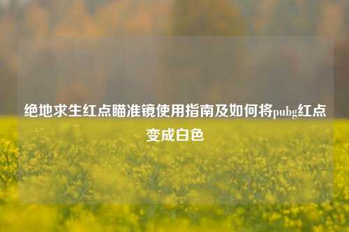 绝地求生红点瞄准镜使用指南及如何将pubg红点变成白色