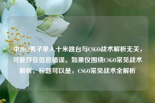 中2012男子单人十米跳台与CSGO战术解析无关,可能存在信息错误。如果仅围绕CSGO常见战术解析,标题可以是,CSGO常见战术全解析