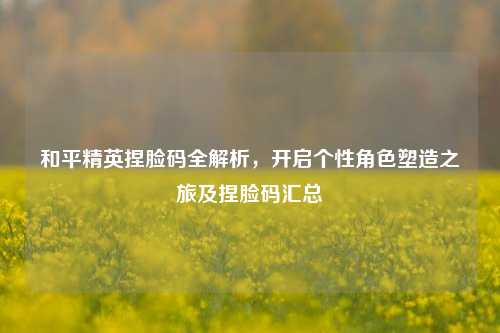 和平精英捏脸码全解析,开启个性角色塑造之旅及捏脸码汇总