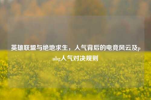 英雄联盟与绝地求生,人气背后的电竞风云及pubg人气对决规则