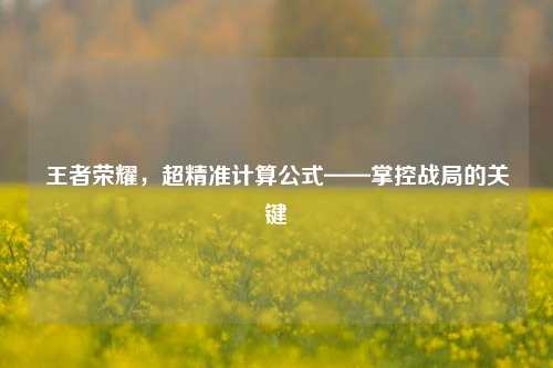 王者荣耀,超精准计算公式——掌控战局的关键