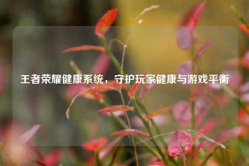 王者荣耀健康系统,守护玩家健康与游戏平衡