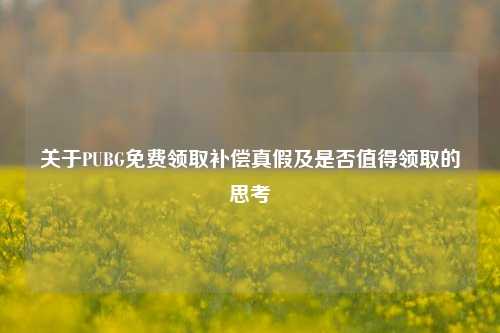 关于PUBG免费领取补偿真假及是否值得领取的思考