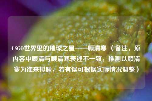 CSGO世界里的璀璨之星——顾清寒 （备注，原内容中顾清与顾清寒表述不一致，推测以顾清寒为准来拟题，若有误可根据实际情况调整）