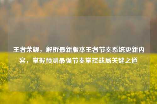 王者荣耀,解析最新版本王者节奏系统更新内容,掌握预测最强节奏掌控战局关键之道