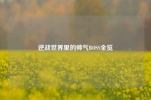 逆战世界里的帅气BOSS全览